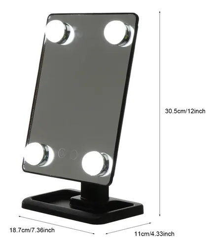 Espejo Decorativo De Mesa Giratorio Con Lámpara De Luz Led