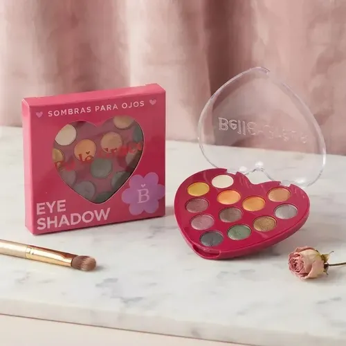 Sombra Ojos Brillante Tono 02 Paleta Corazon 12 Tonos Maquillaje Rostro Veoquiero