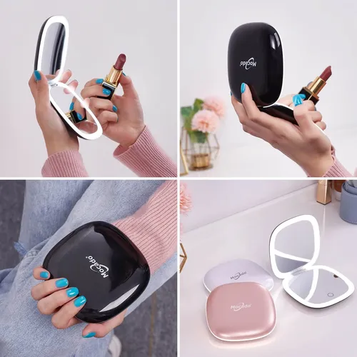 Espejo De Maquillaje Compacto Mocado Led Con Aumento 1x/10x