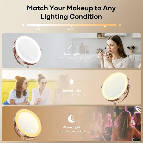 Espejo De Maquillaje Dienmern 1x/20x Luces Led 5000 Mah