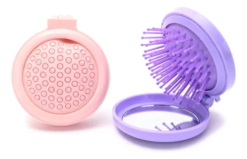 Cepillo De Pelo Y Espejo Plegable De Cartera