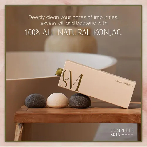 Esponjas Konjac C.s.m Organic, Paquete De 3 Con Carbón Activ