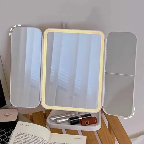 Espejo Maquillaje Led Ajustable Recargable Tactil Triptico