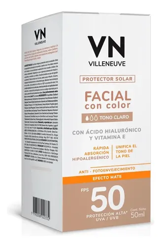 Protector Solar Facial Villeneuve T. Claro Fps 50 X50 Ml