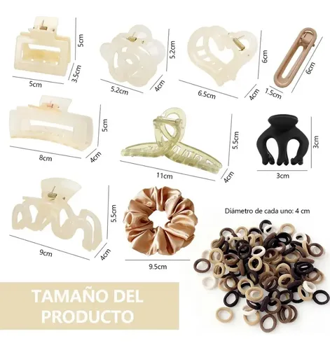 Set 115 Pcs Pinzas Para El Cabello Y Elásticos Pelo Mujer