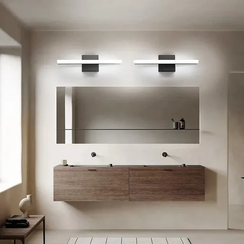 Espejo Led Lineal Contemporáneo Con Marco De Metal Negro Froa Negro
