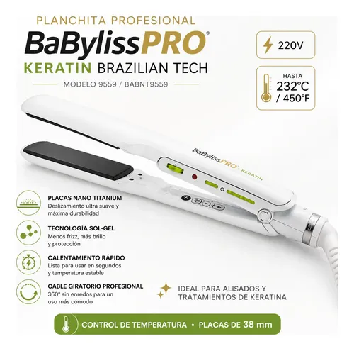 Planchita Plancha Pelo Brazilian Tech Keratina 9559 Babyliss