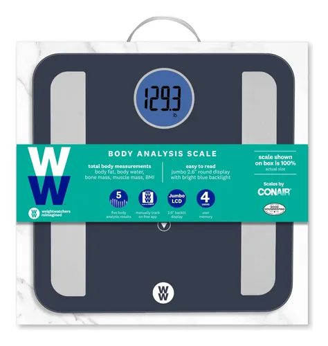 Báscula De Baño Conair Weight Watchers Glass 180 Kg Negra Y
