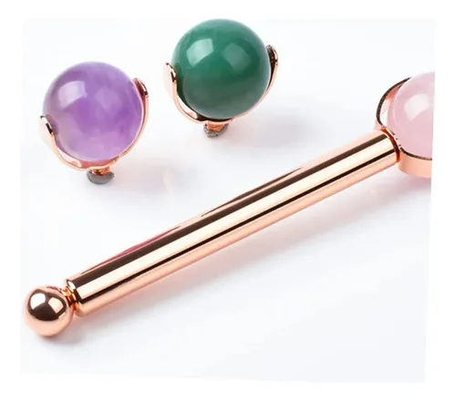 Rodillo De Jade Rosa Para Masaje Facial Y Cuidado Piel