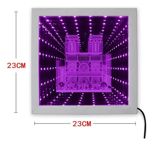 Espejo Led Infinito Rgb Túnel Vórtice Madera Decoración