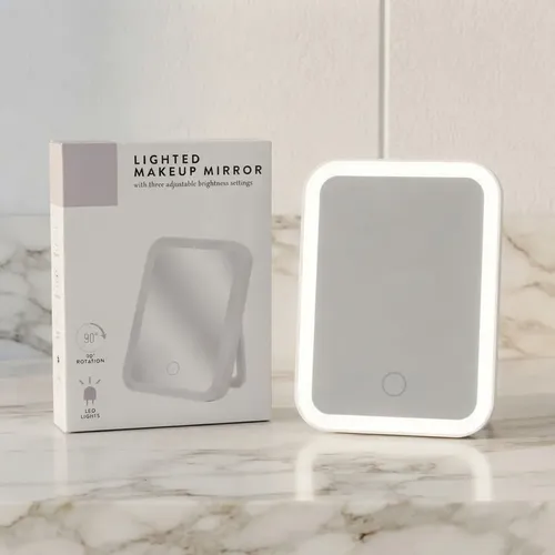Espejo De Maquillaje Luz Led Touch Carga Usb