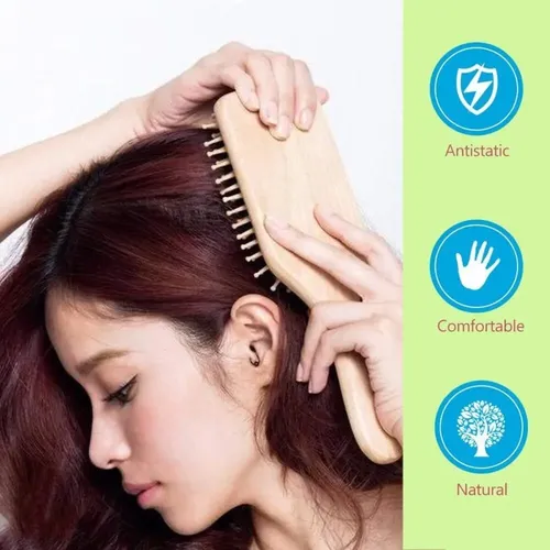 Cepillo De Pelo Bamboo Comb, Peine De Masaje, *a