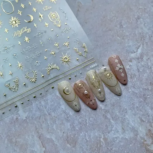 Adhesivo Para Uñas Con Forma De Sol, Luna Y Estrella, De Lar
