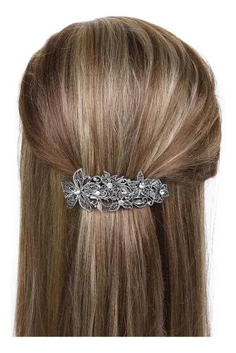 Pinza De Pelo Plateada Moderna Con Forma De Flor
