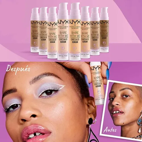 Corrector de ojeras Nyx Professional Makeup Bare With Me Serum tono Medium Vainilla