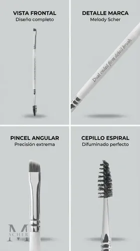 Pincel Para Cejas Doble Profesional Angular + Cepillo Definir Rellenar