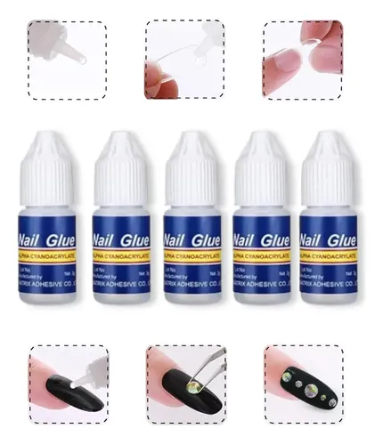 Pegamento X5 Nail Glue Para Uñas Postizas Tips Strass Gotero