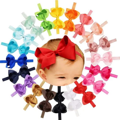 Vinchas Céllot Para Bebés Niñas Con Lazos De Cinta Grosgrain