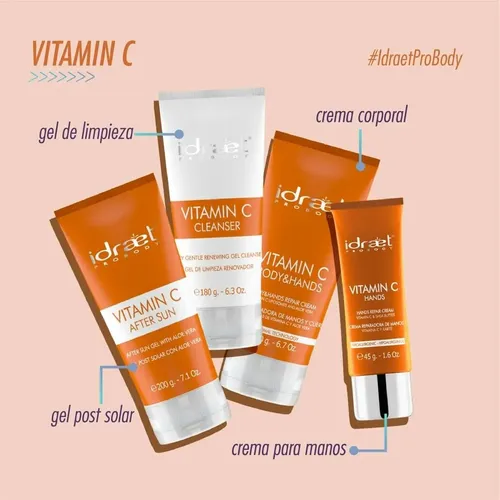 Crema para cuerpo Idraet Vitamina C Body Hands en pote de 200mL/200g