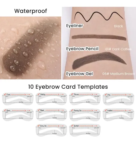 Kit Cejas Marrón Medio Con Stencil Lápiz Y Pincel