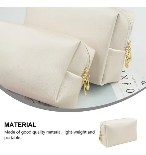 1pc White Pu Makeup Bag Lightweight Travel Cosmetics Pouch