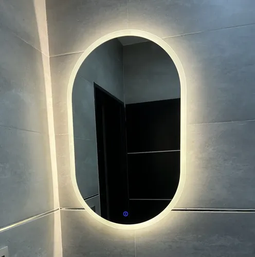 Espejo Ovalado Píldora Led 80x50cm Dimerizable Botón Táctil