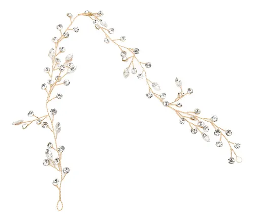 Gold Rhinestone Bridal Hair Vine Classic Simple Wedding