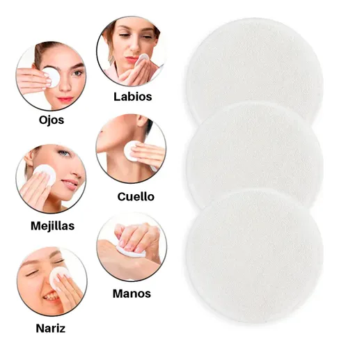Kitx3 Pads Bambú Eco Reutilizable Limpieza Y Cuidado Facial