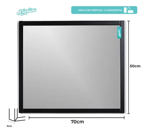 Espejo Luz Led Pared Apto Baño Moderno Marco Hierro 70x50cm