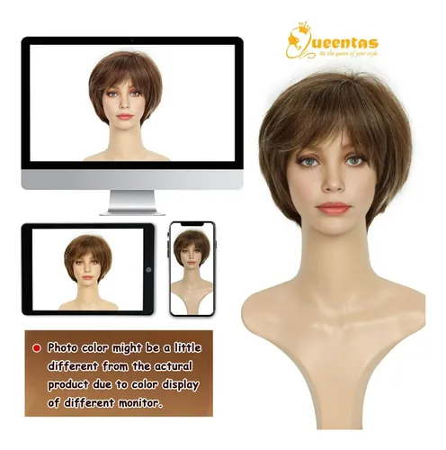 Wspeluca Para Mujer Rubia Corta De Cabello Natural Color Cas