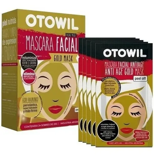Mascara Facial Gold Mask C/ Hialuronico Otowil Sobre X20g Tipo De Piel Normal