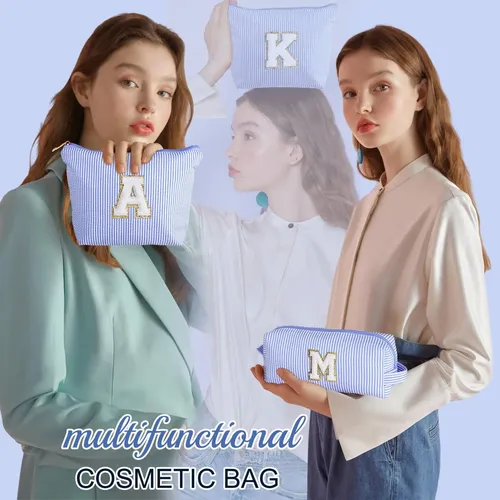 Bolsa De Maquillaje Yoolife Preppy Travel Con Iniciales Rosa