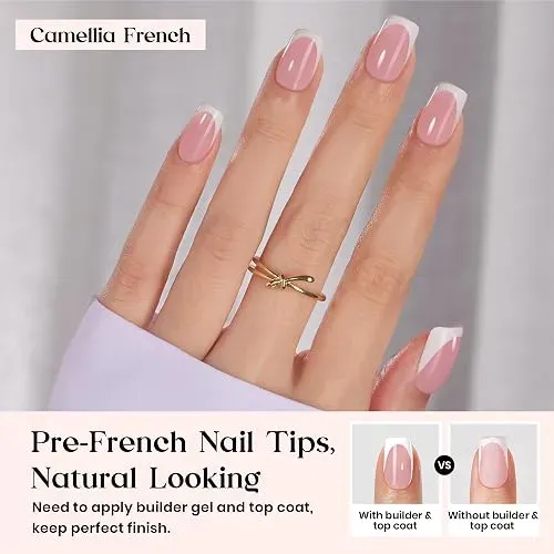 Beetles Uñas Postizas French Tip Cortas Squoval 224 Piezas