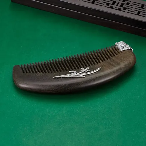Peine De Cabello De Plata S925 Con Madera De Sándalo Antistá