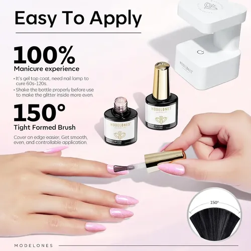 Modelones Pearl Glitter Gel Top Coat 0.33 Fl Oz