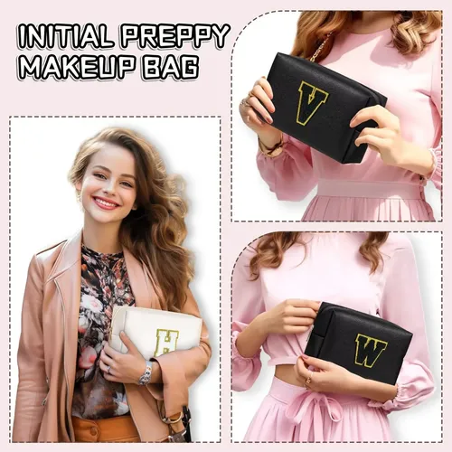 Bolsa De Maquillaje Topeast Preppy Chenille Letter Pouch Neg