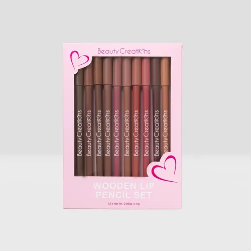 Set Delineadores De Labios Madera Beauty Creations 12 Tonos Color Rosa