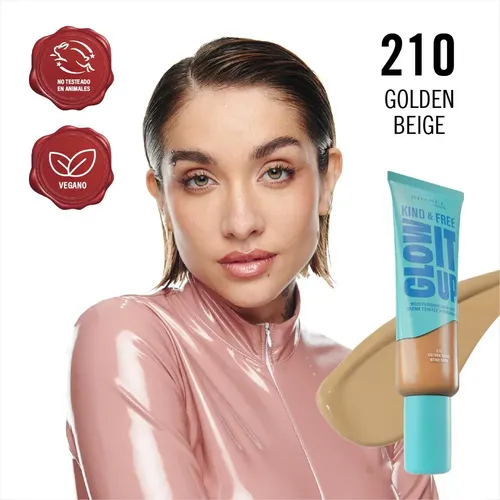Base Rimmel Kind & Free Hidratante Glow It Up X 30 Ml Tono 210 Golden Beige