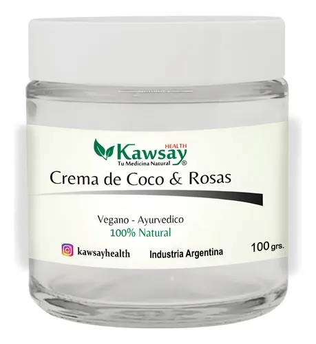 Crema Para Manos Y Pies Coco Y Rosas. Natural, Vegan Ayurved