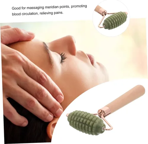 Rodillo Facial De Jade Verde Madera Ergónomico Para Ojos