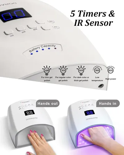 Lámpara Uv Led Secado Gel Profesional Inalámbrica Blanca
