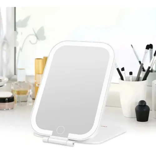 Cosmetic Mirror Retangular Rectangular – 3 Tonos – Blanco – Recargable USB 18 cm (Incluye: Con luz)