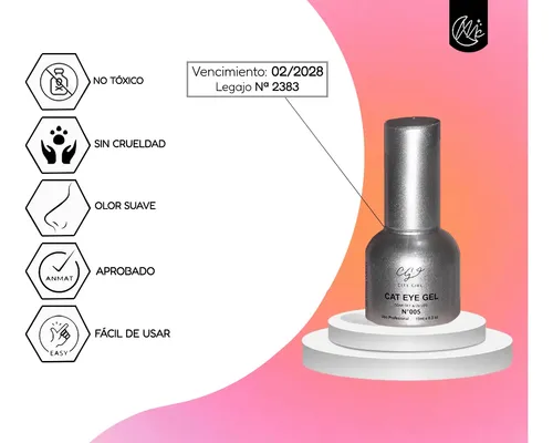 Kit Uñas Esculpidas Esmaltado Efecto Ojo Gato Semipermanente
