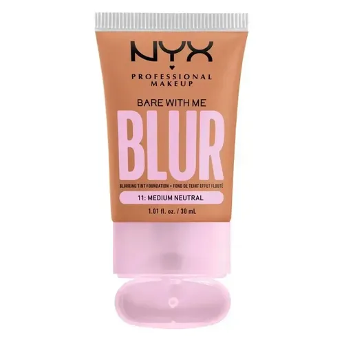 Base de Maquillaje Líquida NYX Professional Makeup Bare With Me Blur para Tono Medium Neutral con Acabado Mate, 30 mL