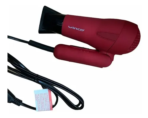 Secador de Pelo Plegable Mini Viaje Con Difusor Winco W190 E Color Rojo