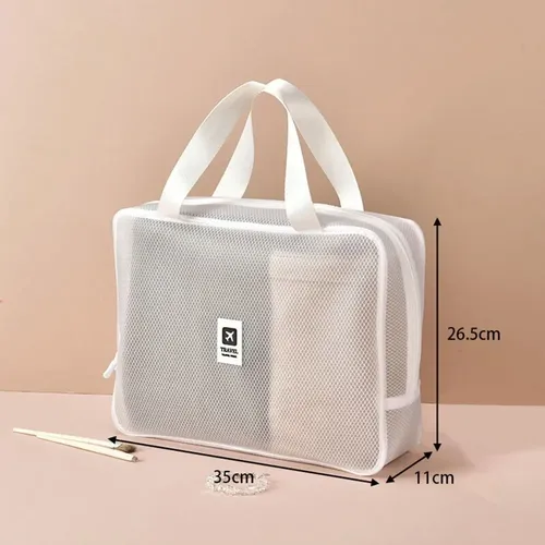 Bolsa De Maquillaje De Malla De Gran Capacidad, Bolsa Transp