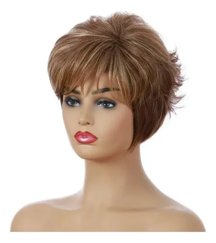 Peluca De Pelo Corto Con Degradado Para Mujer