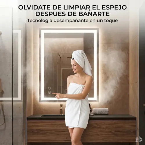 Espejo Inteligente Luz Led Desempaña Baño Reversible 60×80 Espejo