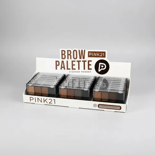 Set X 24 Paletas Sombras De Cejas Eye Brow Pink 21 Aplicador
