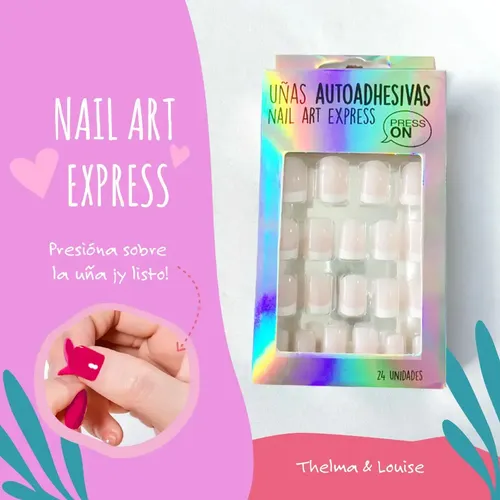 Uñas Autoadhesivas Press On Con Pegamento Reutilizables 16 French